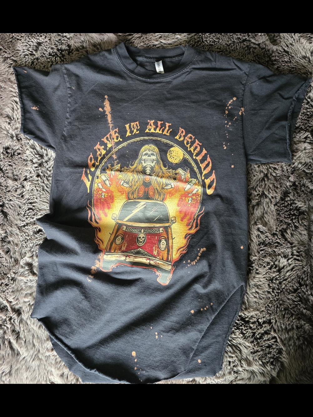 Graphic Short Sleeve Tee - Black with Vintage Fire Van Design